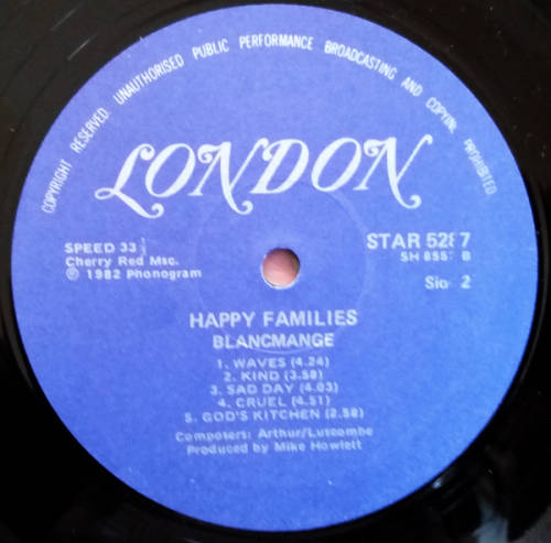 Blancmange - Happy Families Vinyl LP (vinyl VG+, cover VG+)