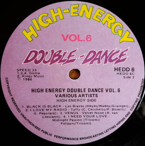 High energy double dance vol.6 vinyl lp (1986 double-vinyl, 80 minutes of original artists) G+/VG+