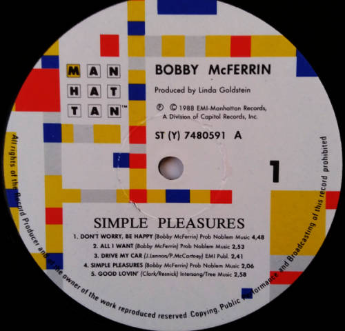 BOBBY McFERRIN - Simple Pleasures vinyl LP (Ex VG+/Ex VG+)