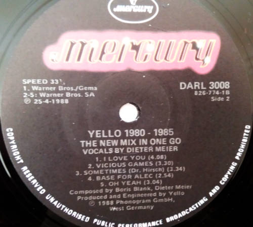 Yello 2 vinyl lps - 1980-1985 The new mix in one go (double album) and Flag 1988