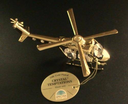 HELICOPTER ornament ( made with Spectra Swarovski Crystal)24K Gold Plated with Lacquer