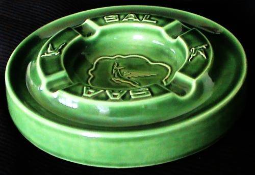 Vintage LARGE GREEN ROUND SAA/SAL Ceramic Ashtray - Circa 1960