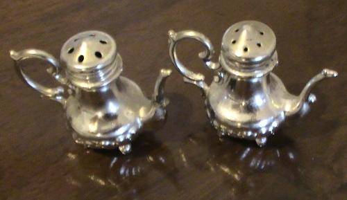 Vintage Miniature Ornamental Silver Plated Salt & Pepper Shakers circa 1950's