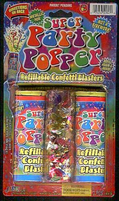 Super party popper 6 packs of confetti blaster x 2 with 1 refill pack