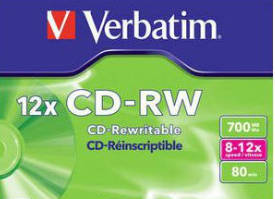 Verbatim CD-RW 8-12 speed , Pack of 5