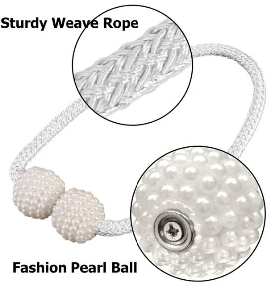 Magnetic Curtain Ties Set of 2 - White