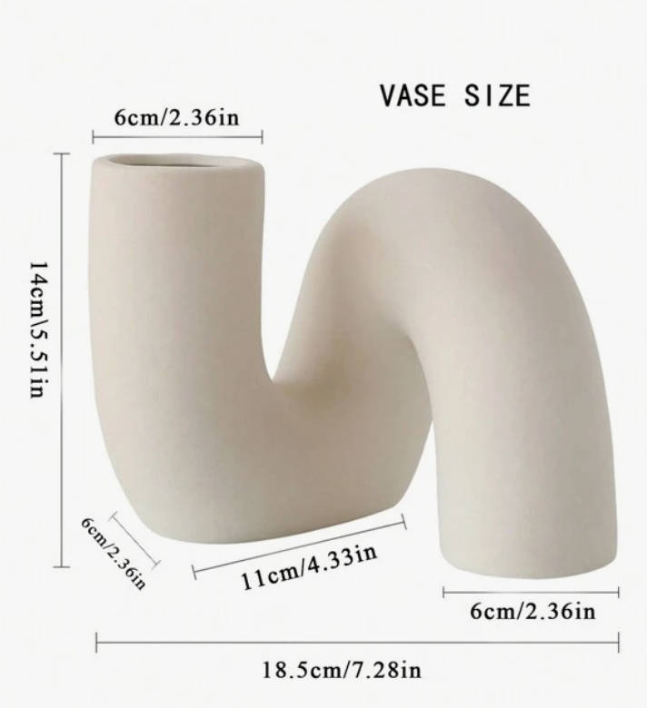 Twisted Water Pipe Shaped White Porcelain/Ceramic Vase