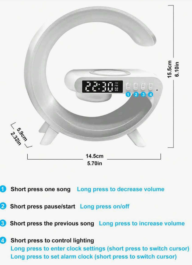 Wireless charging RGB Mini Lamp and Speaker with Clock