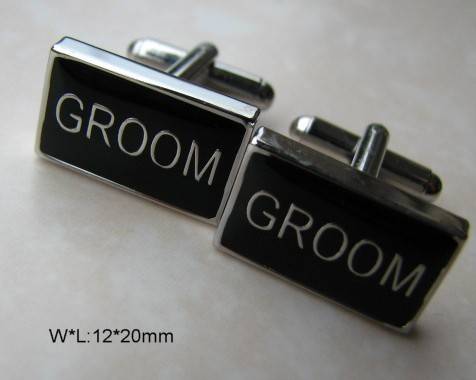 *FREE SHIPPING*   HIGH QUALITY  WEDDING DAYS GROOM BLACK ACRYLIC SILVER TEXT CUFFLINKS  CF465