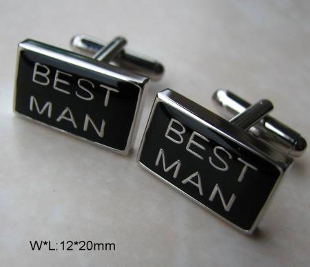 *FREE SHIPPING*   HIGH QUALITY  WEDDING DAYS BEST MAN BLACK ACRYLIC SILVER TEXT CUFFLINKS  CF464