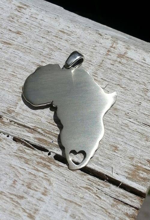 Handcrafted solid 925 Sterling Silver AFRICA Heart Pendant