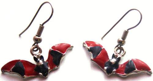 ** GO GAGA ** *EARRINGS* - **BLACK & RED BATS **