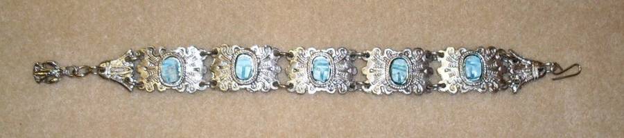 Vintage - Egyptian Scarab Bracelet - made in Egypt - Costume Jewelry