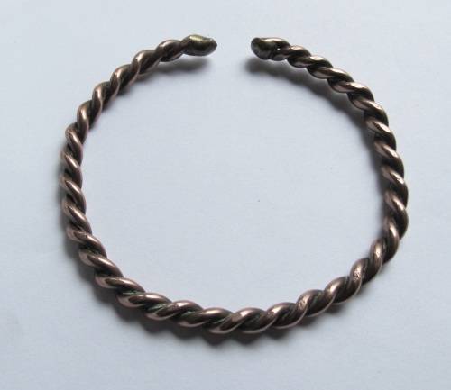 Vintage - Thick Red Copper Twisted Bracelet - Bangle ( Man )