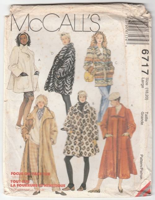 McCall`s 6717 Coats - 1993 - Sewing Pattern