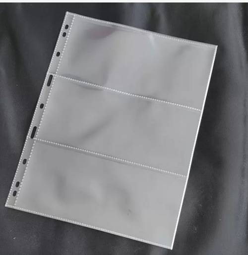 A4 Nine Holes, BANKNOTE Album PAGE, 3 POCKET.