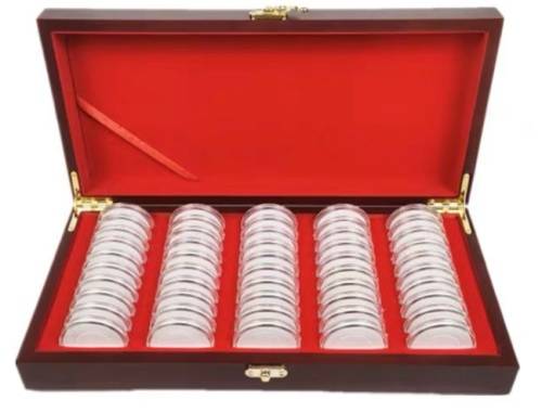 Wooden Coins Display Case Capsule Holder Storage Coinage Collection. 39mm x 50pcs.