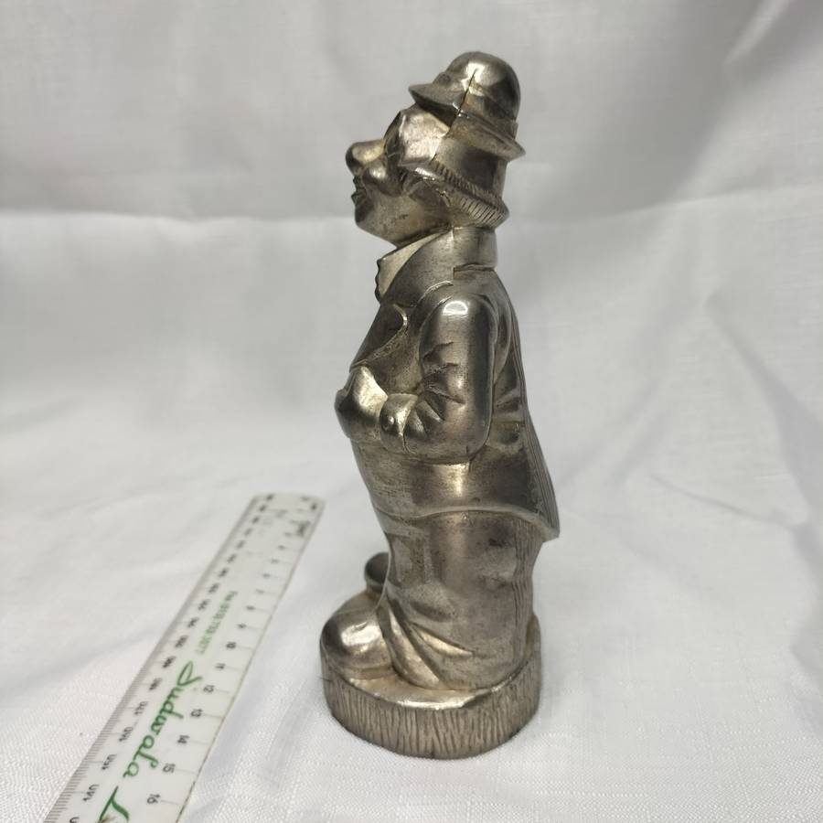 Metal Vintage Penny Piggy Bank Clown Silver Still!!!!