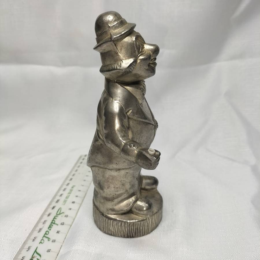 Metal Vintage Penny Piggy Bank Clown Silver Still!!!!