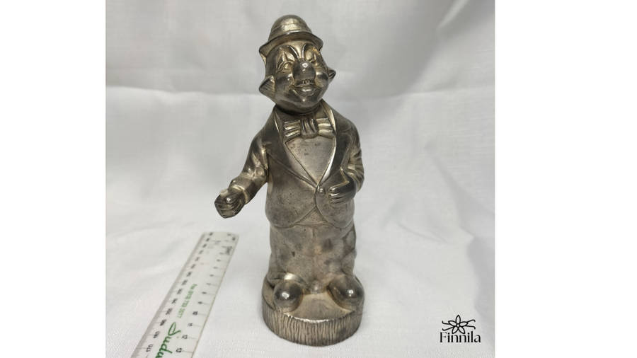Metal Vintage Penny Piggy Bank Clown Silver Still!!!!