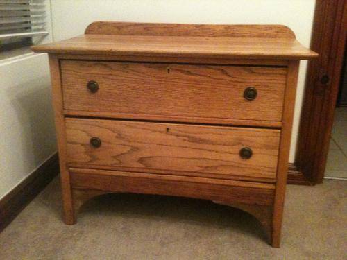English Oak 2 Drawer Chest - Good condition Antique 1930's