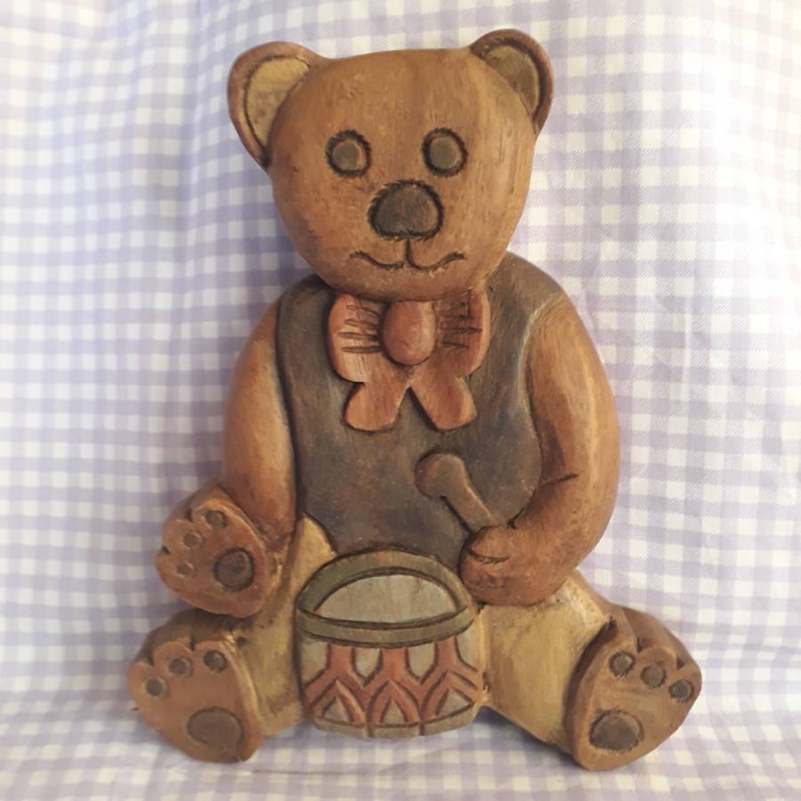 Wooden Teddy Bear Decor