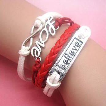 Infinity leather charm bracelet - Love believe