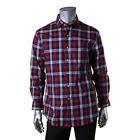 Tommy Hilfiger Mens Red Slim Fit Plaid Cotton Dress Shirt Size - 16.5 32/33
