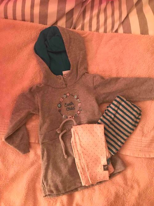 Earthchild hooded dress and 2pc leggings - 12 to 18 months