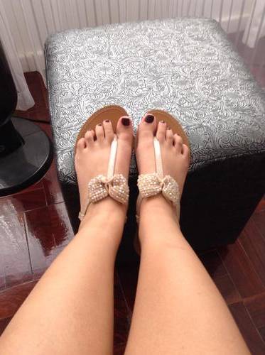 Nude bow sandals - size 4
