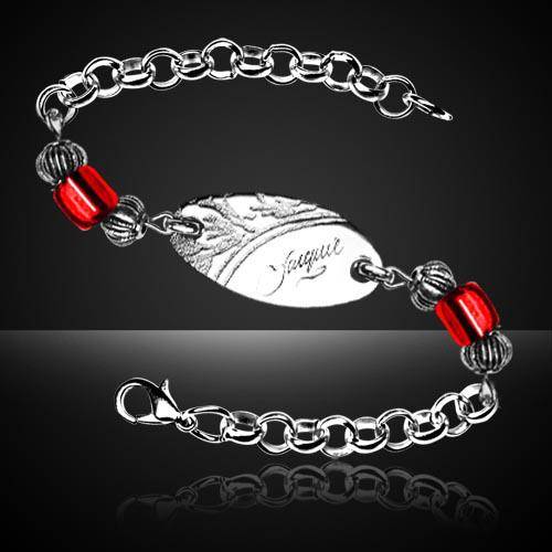 Lovely Stainless Steel Chain Bracelet (With Beads) *** FREE ENGRAVING OF YOUR CHOICE ***