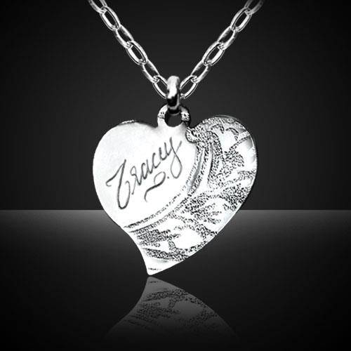 Stainless Steel Pendant And Chain (Victorian Heart Design) *** FREE ENGRAVING OF YOUR CHOICE ***