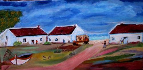 Original art by ZeldaZ    "Cottages by the sea"