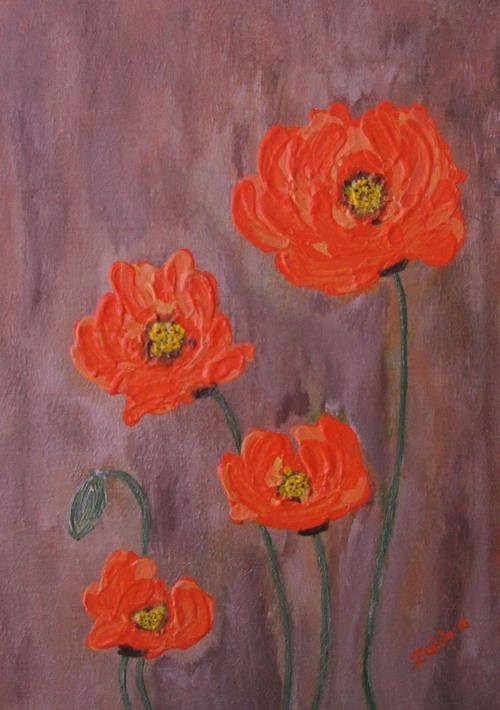 Original Art by ZeldaZ   -  " Oranje poppies "   -  "290 mm  x 410 mm"