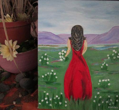 Original Art by Zelda Helberg (2013-) "  Lady in red "