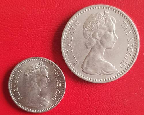 1964 Rhodesia 10c (UNC) and 25c coins