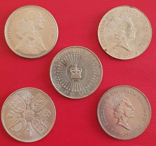 Collection of Various British 5 Pound crown Uncirculated and Commemorative coins