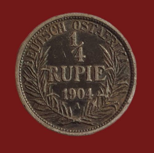1904 Wilhelm ii German East Africa 1/4 Rupie Silver coin