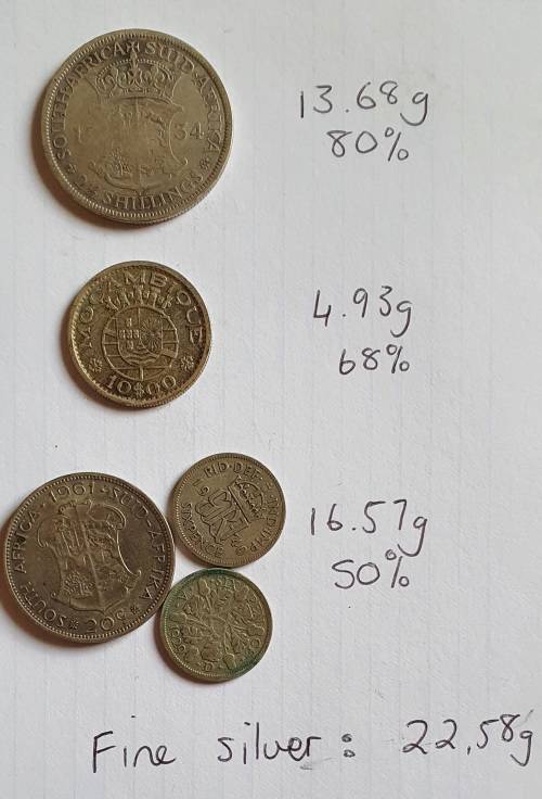 1934 SAU 2 and a half Shilling - Mixed lot Silver coins 22.58g fine silver