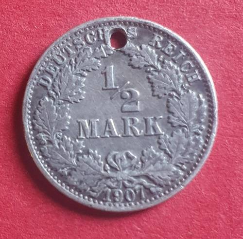 1907 ½ Deutsche Mark - 90%