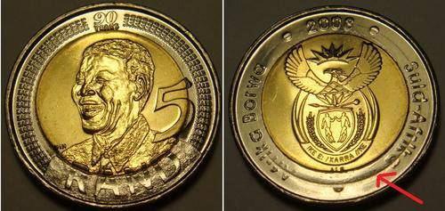 ERROR COIN - 2008 MANDELA BIRTHDAY R5 COIN UNC AND UNTOUCHED BY ANY BANKER MINT CONDITION