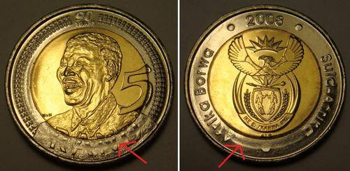 ERROR COIN - 2008 MANDELA BIRTHDAY R5 COIN UNC AND UNTOUCHED BY ANY BANKER MINT CONDITION