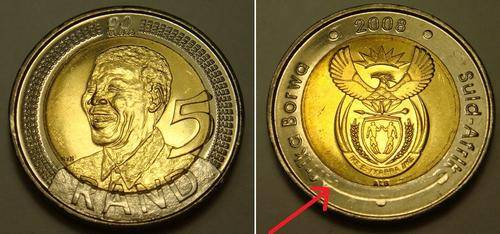 ERROR COIN - 2008 MANDELA BIRTHDAY R5 COIN UNC AND UNTOUCHED BY ANY BANKER MINT CONDITION