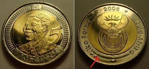 ERROR COIN - 2008 MANDELA BIRTHDAY R5 COIN UNC AND UNTOUCHED BY ANY BANKER MINT CONDITION