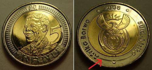 ERROR COIN - 2008 MANDELA BIRTHDAY R5 COIN UNC AND UNTOUCHED BY ANY BANKER MINT CONDITION