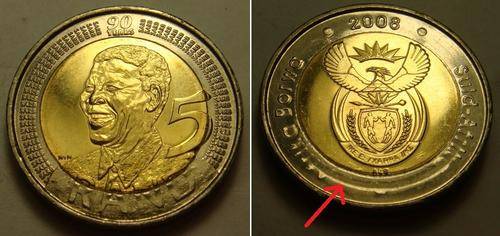 ERROR COIN - 2008 MANDELA BIRTHDAY R5 COIN UNC AND UNTOUCHED BY ANY BANKER MINT CONDITION