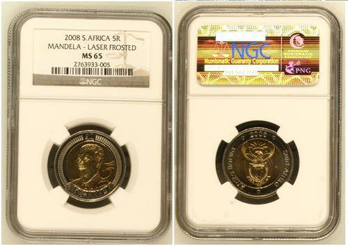 Laser Frosted MS65 : Mandela 2008 Birthday R5