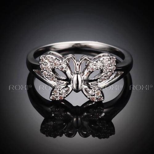 ROXI Beautiful butterfly Rings platinum plated with CZ diamonds,fashion Environmental Micro-Inserted