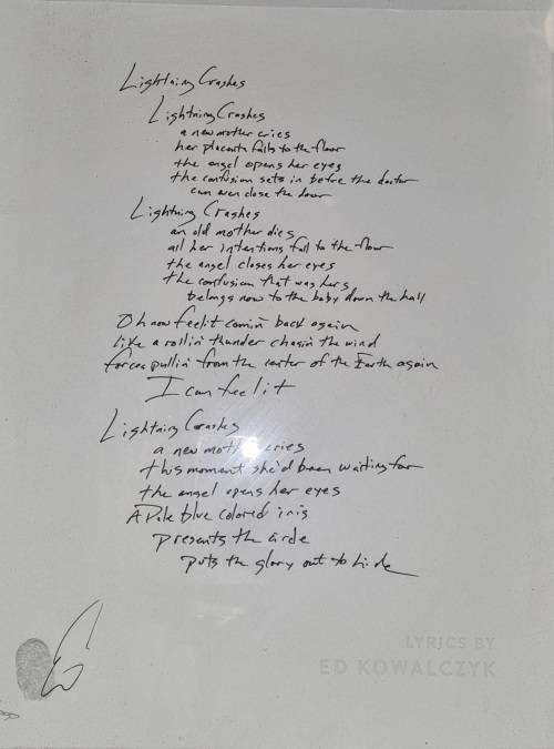 Autographed Lyrics `Lightning Crashes`