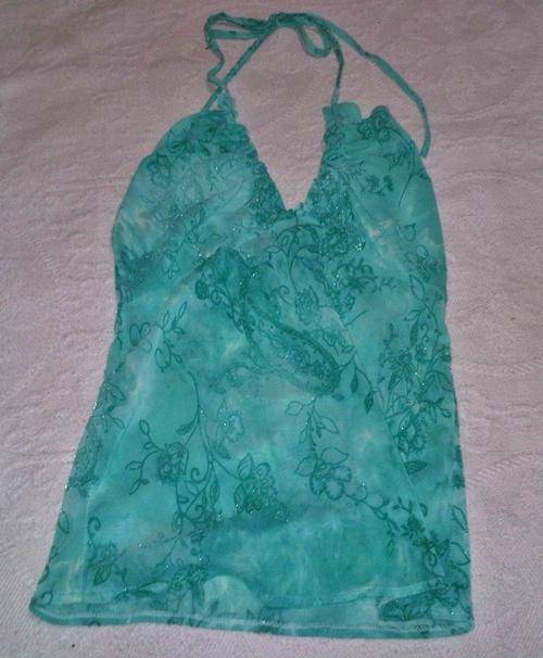 Beautiful ocean blue floral design lace top